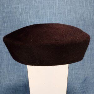 1950s Chocolate Brown Felted Fur Hat with a Ribbon from Frederick and Nelson